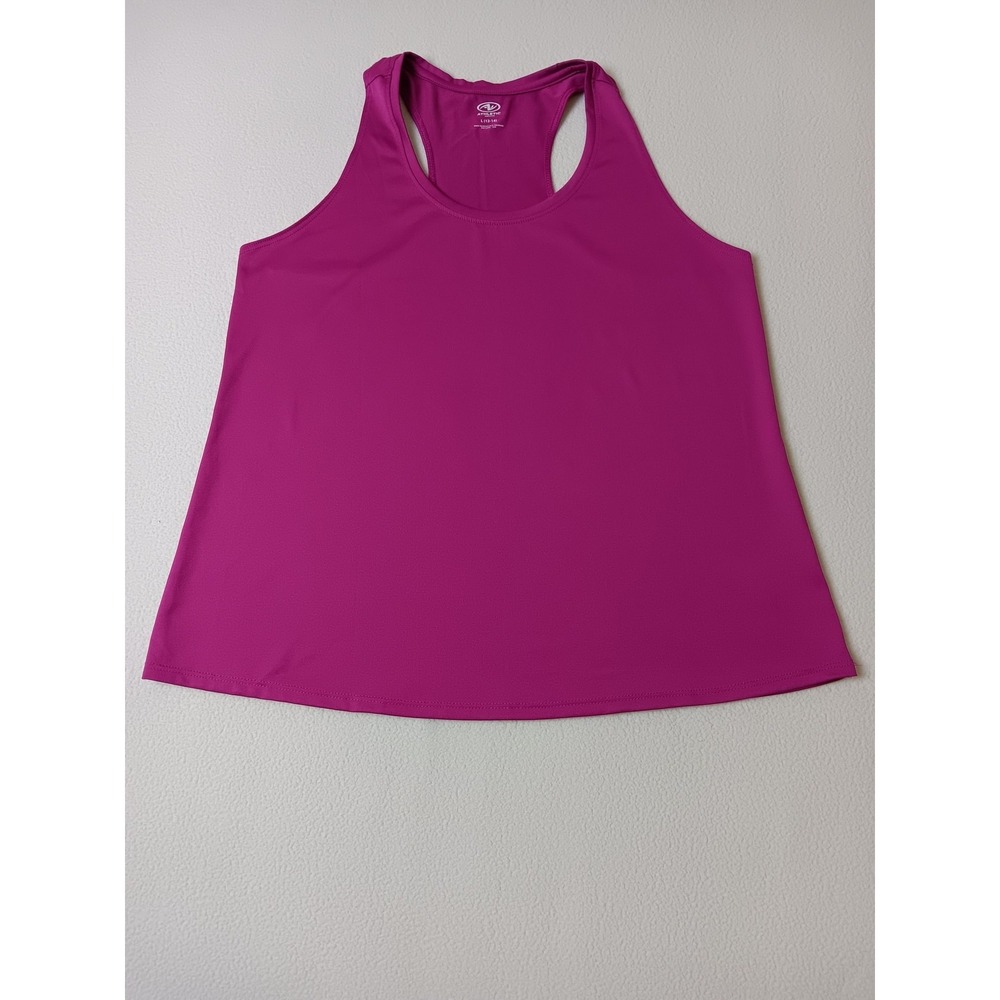 Athletic Works Tank Girls 12-14 Pink Racerback Stretch Lightweight Athletic Top